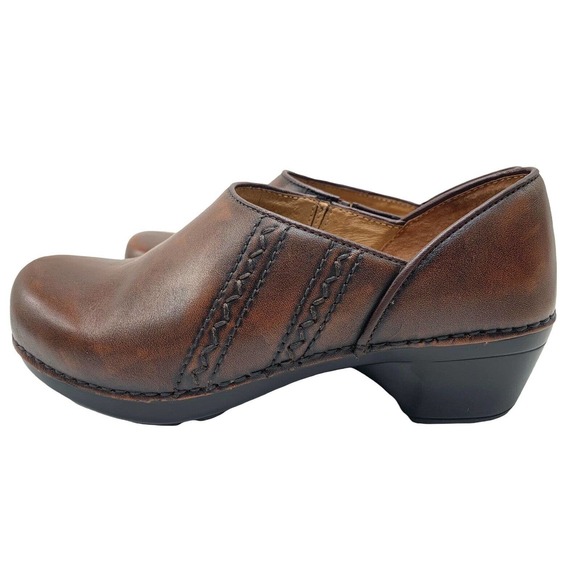 Dansko Clogs Mules Brown Leather Stitching Slip On Women Size 37 US 6.5/7 M - Picture 3 of 10